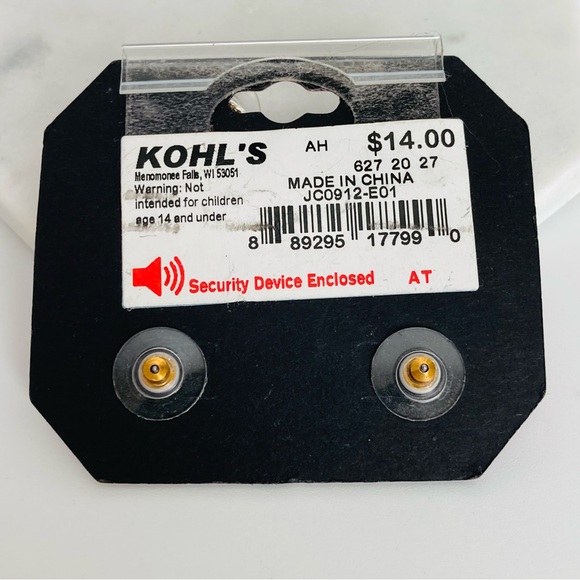 Juicy Couture Rose Gold Tone Heart Stud Earrings Rhinestones Pave & Logo NWT - Picture 4 of 4